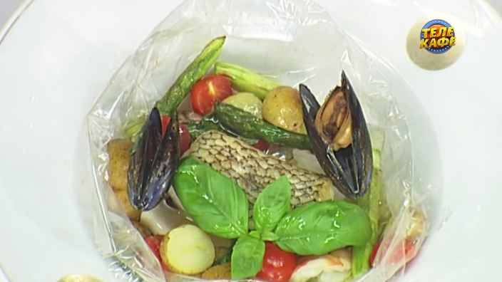 Чилийский сибас с морепродуктами