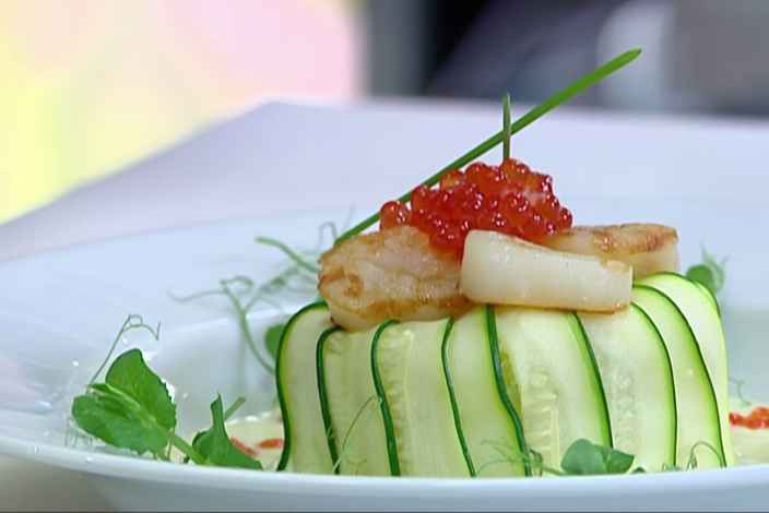 Суфле из белокочанной капусты с морскими гребешками
