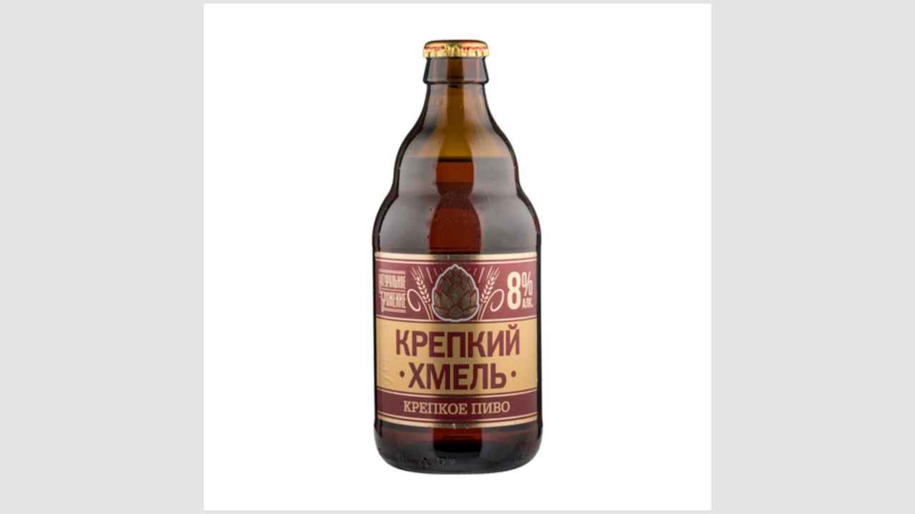 Пиво светлое, крепкое «Крепкий хмель», пастеризованное, фильтрованное